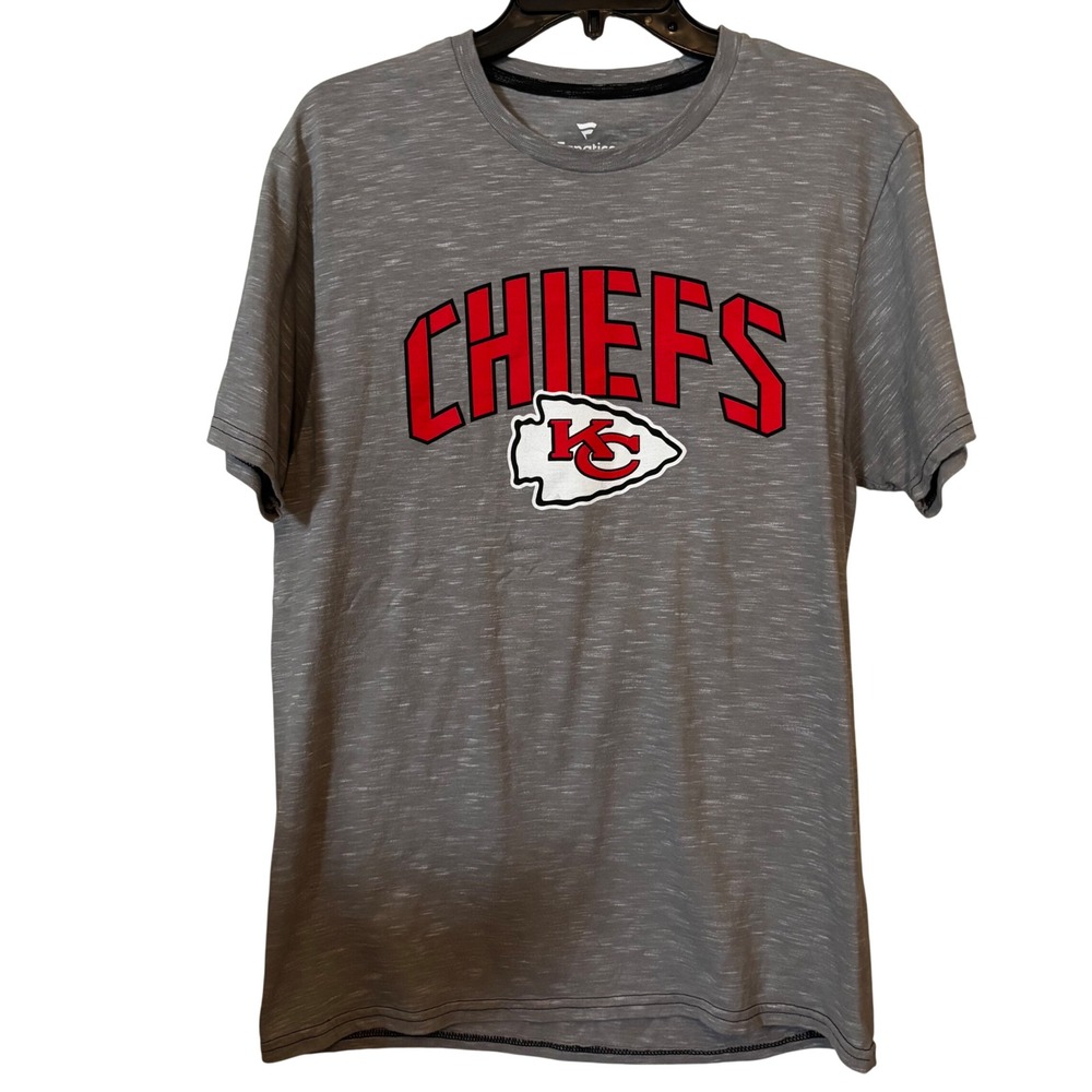 Fanatics Men's Kansas City Chiefs Medium T-Shirt NFL Short Sleeve Gray Mahomes‎